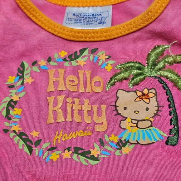 Hello Kitty Build A Bear Hawaii Ornage Pink Palm Tree 3D Tee Shirt Rare Top - Picture 5 of 7